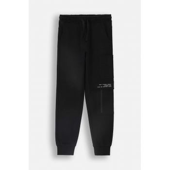 Coccodrillo pantaloni de trening din bumbac pentru copii culoarea negru, neted, GRUNGE SWAMP BOY JUNIOR