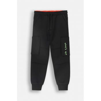 Coccodrillo pantaloni de trening din bumbac pentru copii culoarea negru, neted, GRUNGE SWAMP BOY KIDS