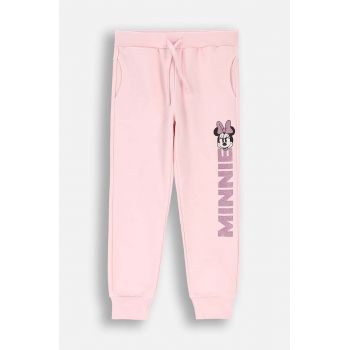 Coccodrillo pantaloni de trening din bumbac pentru copii culoarea roz, cu imprimeu, LICENCE GIRL DISNEY