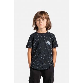 Coccodrillo tricou de bumbac pentru copii culoarea negru, modelator, WORLD OF PIXEL BOY KIDS