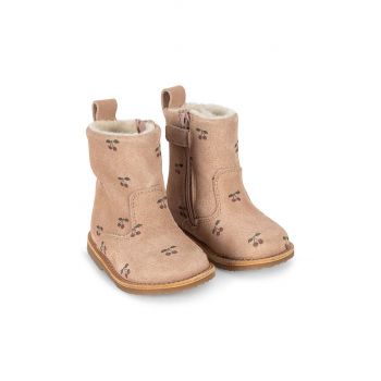 Konges Sløjd cizme din piele intoarsa pentru copii PIPPI PULL ON BOOT culoarea portocaliu, KS101280