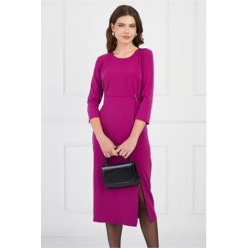 Rochie Ollie magenta cu accesoriu in talie