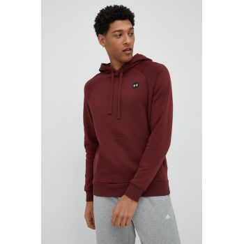 Under Armour bluza barbati, culoarea bordo, cu glugă, neted