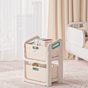 Organizator jucarii cu 2 compartimente Little Mom Beige