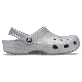 Saboți Crocs Classic Glitter Clog Argintiu - Silver