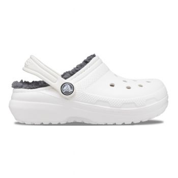 Saboti Crocs New Classic Lined Clog Kids Alb - White/Grey