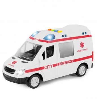 Masina de jucarie ambulanta cu lumini LED si efecte sonore