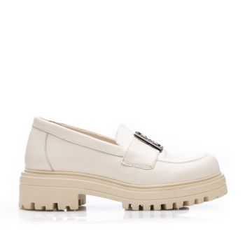 Pantofi casual damă din piele naturală, Leofex - 024 Bej Box