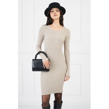 Rochie Gianina bej scurta din tricot