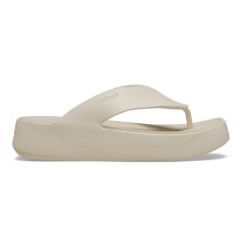 Slapi Crocs Getaway Platform Flip Bej - Stucco