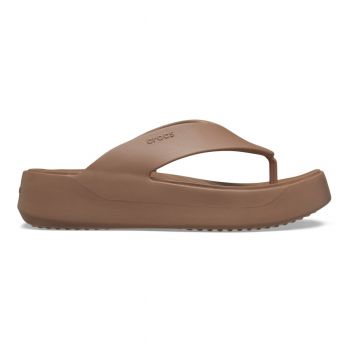 Slapi Crocs Getaway Platform Flip Maro - Latte