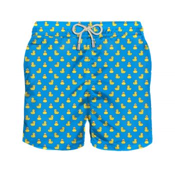 Boy light fabric swim shorts with ducky print 12 years