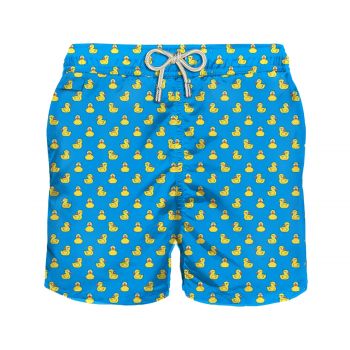 Man light fabric swim shorts with ducky print l