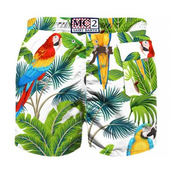 Parrot print mid-length swim shorts l