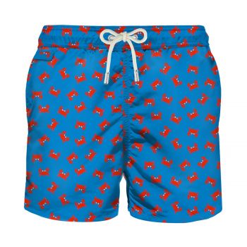 Red crab micro print light fabric swim shorts m