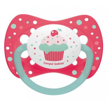 Suzeta silicon simetrica 0-6 m Cupcake roz