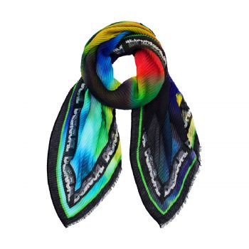 Rectangular pleated tie-dye foulard