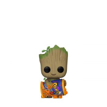 Groot with cheese puffs flocked