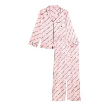 Satin long pajama set xs