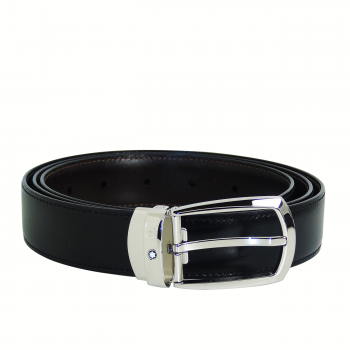 Reversible horseshoe leather strap black/brown