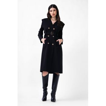 Rochie midi neagra tip trench