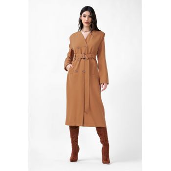 Rochie midi camel tip trench