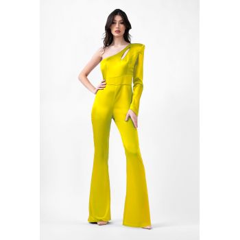 Lime Jumpsuit With Cut-Out