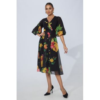 Rochie eleganta Lirene Negru Floral