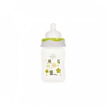 Biberon gat larg Minut Baby cu tetina silicon 150 ml verde