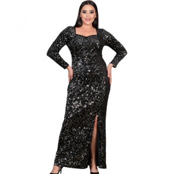 copy of Rochie lunga Evelin, pentru ocazii, cu paiete, model elegant, culoare negru 2296