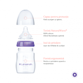 Pachet Starter biberoane cu tetina NaturalWave Lansinoh 160 ml + 240 ml