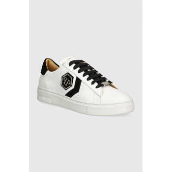 Philipp Plein sneakers din piele Lo-Top Arrow Force culoarea alb, MSC3998 PLE005N 0102