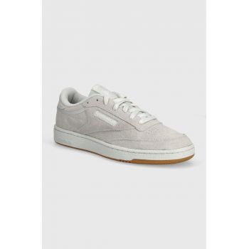 Reebok Classic sneakers din piele intoarsă Club C 85 culoarea gri, 100074450