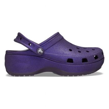 Saboți Crocs Women's Classic Platform Glitter Clog Mov - Dark Iris