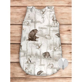 Sac de dormit MimiNu din bumbac 74 cm Design, Woodland 2.5 Tog