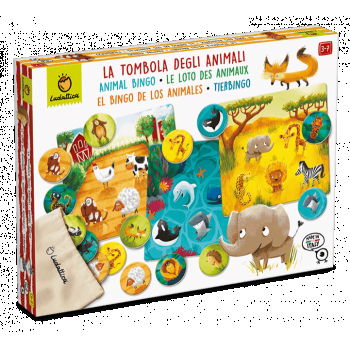 Joc de Familie 2 in 1 Tombola Animalelor: Bingo  Memo, 3 - 7 ani, Ludattica