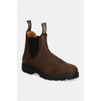 Blundstone cizme chelsea din nubuc culoarea maro, cu toc plat, 2340