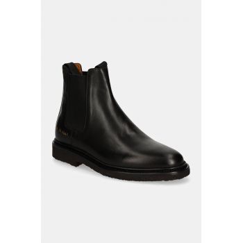 Common Projects ghete chelsea de piele Chelsea in Leather femei, culoarea negru, cu toc plat, 6168