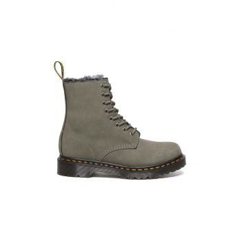 Dr. Martens bocanci de piele 1460 Serena femei, culoarea gri, cu toc plat, izolat, DM30953059