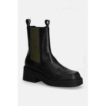 Furla ghete de piele College Chelsea Boot femei, culoarea negru, cu toc plat, YI49FCG BX1327 3526S