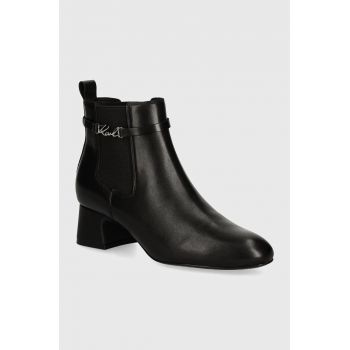 Karl Lagerfeld ghete chelsea de piele BONNIE femei, culoarea negru, cu toc drept, KL30344