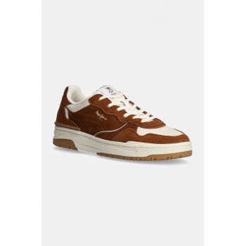 Pepe Jeans sneakers din piele intoarsă PMS00033 culoarea maro, CHESTER AIR M