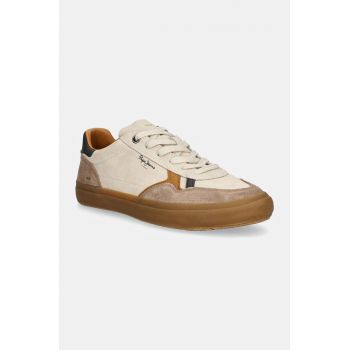 Pepe Jeans sneakers din piele intoarsă PMS31053 culoarea bej, TRAVIS RETRO M