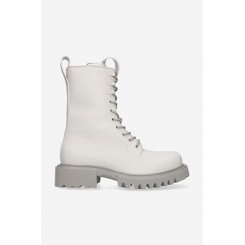 Rains bocanci Show Combat Boot femei, culoarea gri, cu toc plat 22600.CEMENT-CEMENT