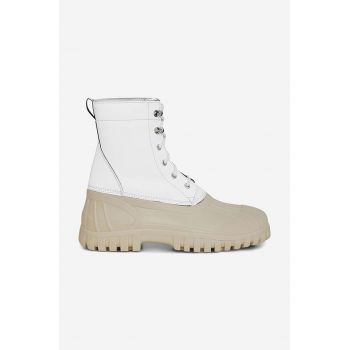 Rains botine x Diemme Anatra Boot femei, culoarea alb, cu toc plat 2059.WHITEREFL-WHITE.REFL