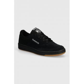 Reebok Classic sneakers din piele intoarsă Club C 85 culoarea negru, 100074449