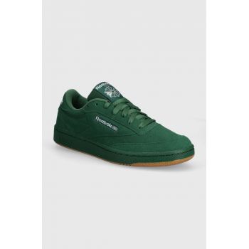 Reebok Classic sneakers din piele intoarsă Club C 85 culoarea verde, 100074451