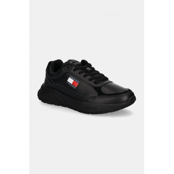 Tommy Jeans sneakers din piele TJM RUNNER FULL LEATHER ESS culoarea negru, EM0EM01445