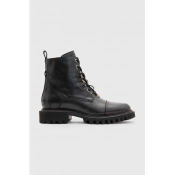 AllSaints cizme de piele Lydia Boot femei, culoarea negru, cu toc plat, W040FB