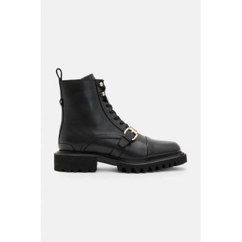 AllSaints cizme de piele Tori Boot femei, culoarea negru, cu toc plat, W119FB